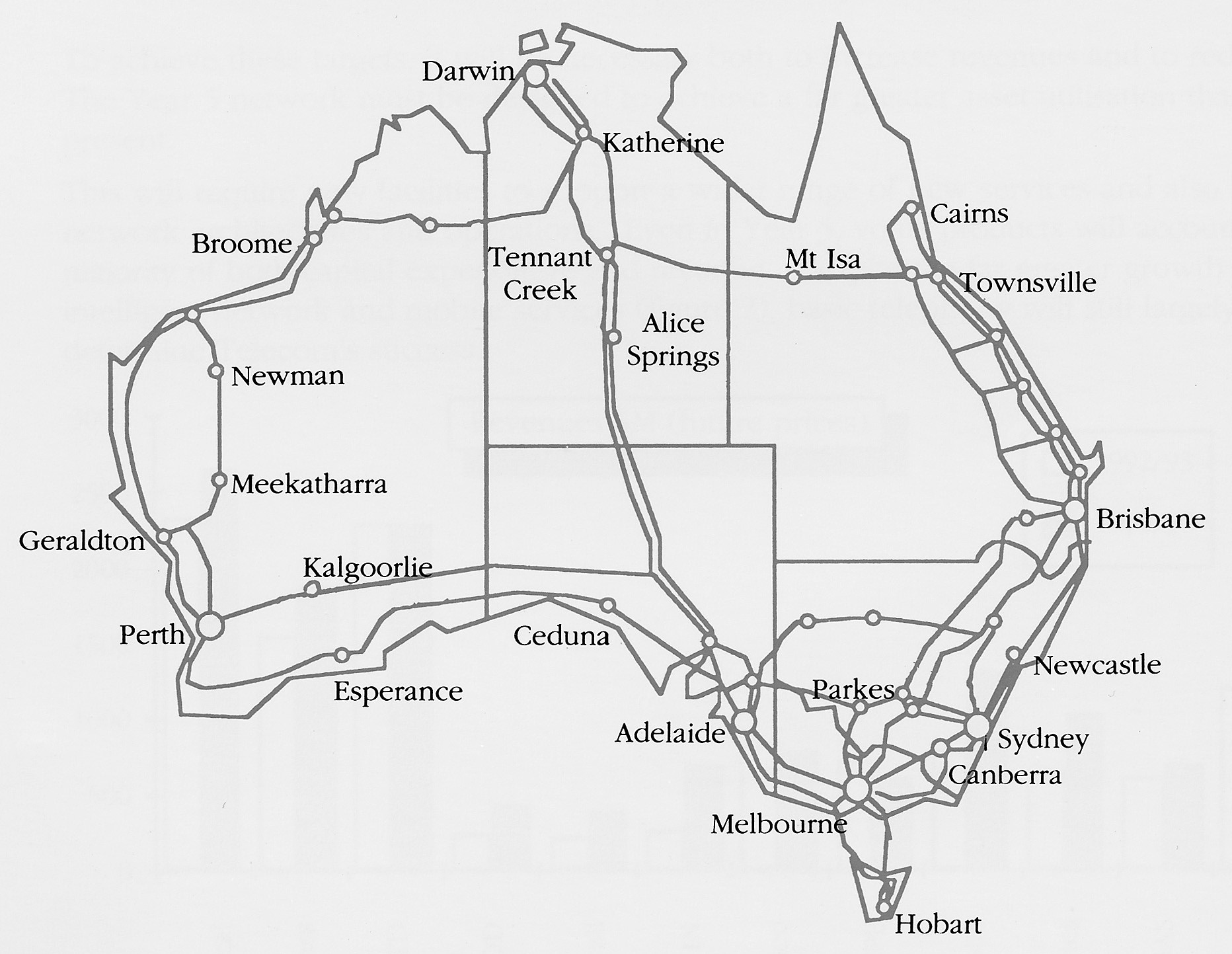 Figure 7. AOTC - Major Optic Fibre Routes planned for 1997