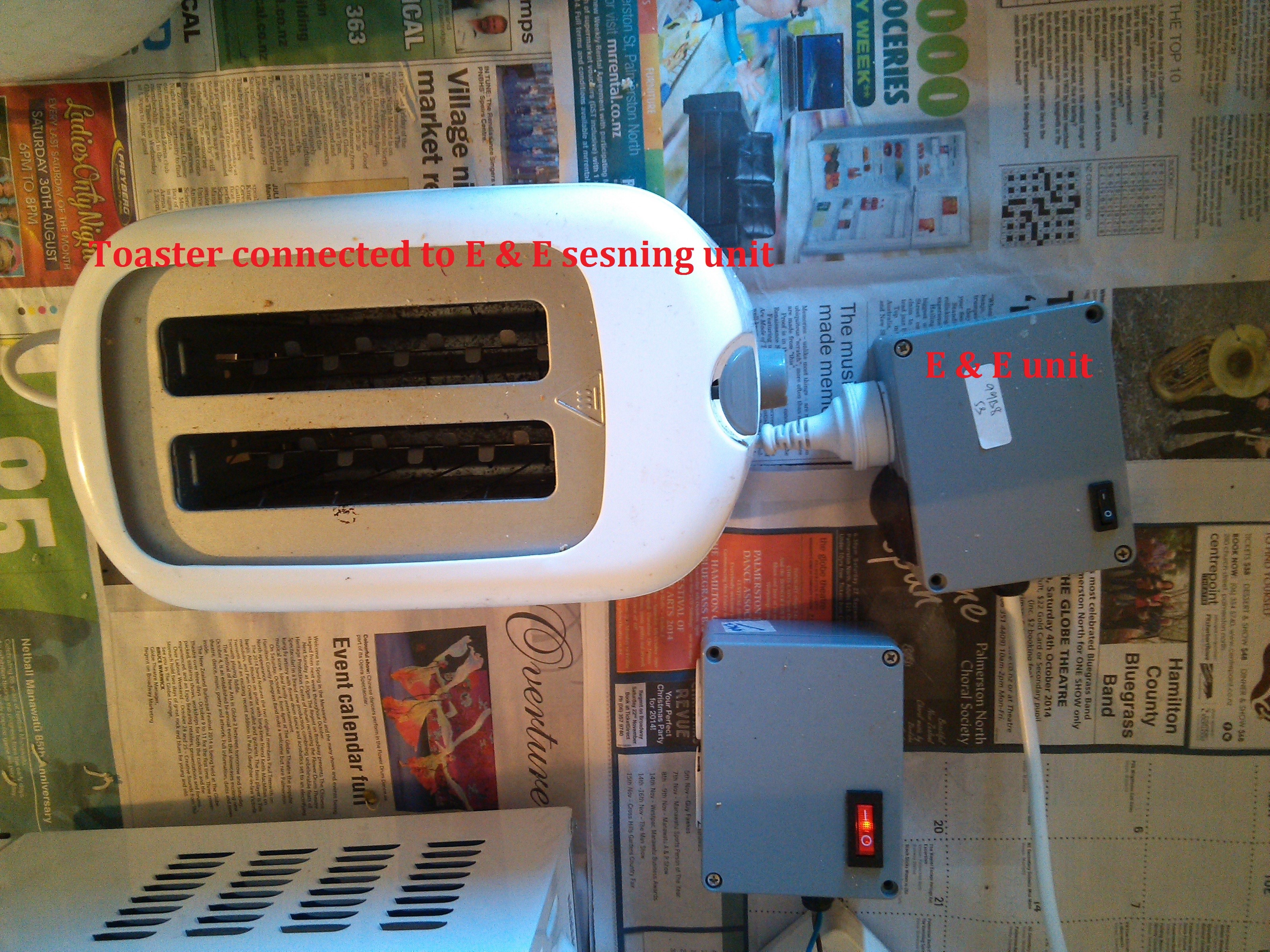 Figure 5. Toaster plugged to wellness protocol based E & E power usage and control unit