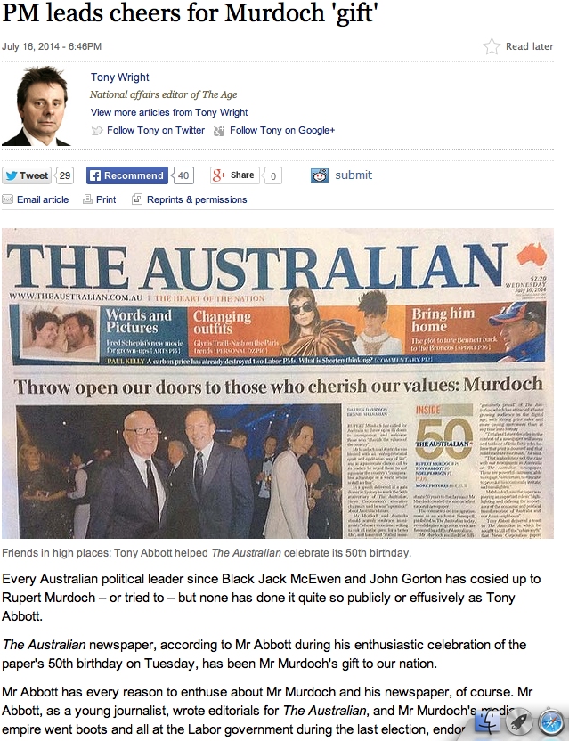 Figure 4 ? The Age featuring a print version of the opposition Australian newspaper. 
