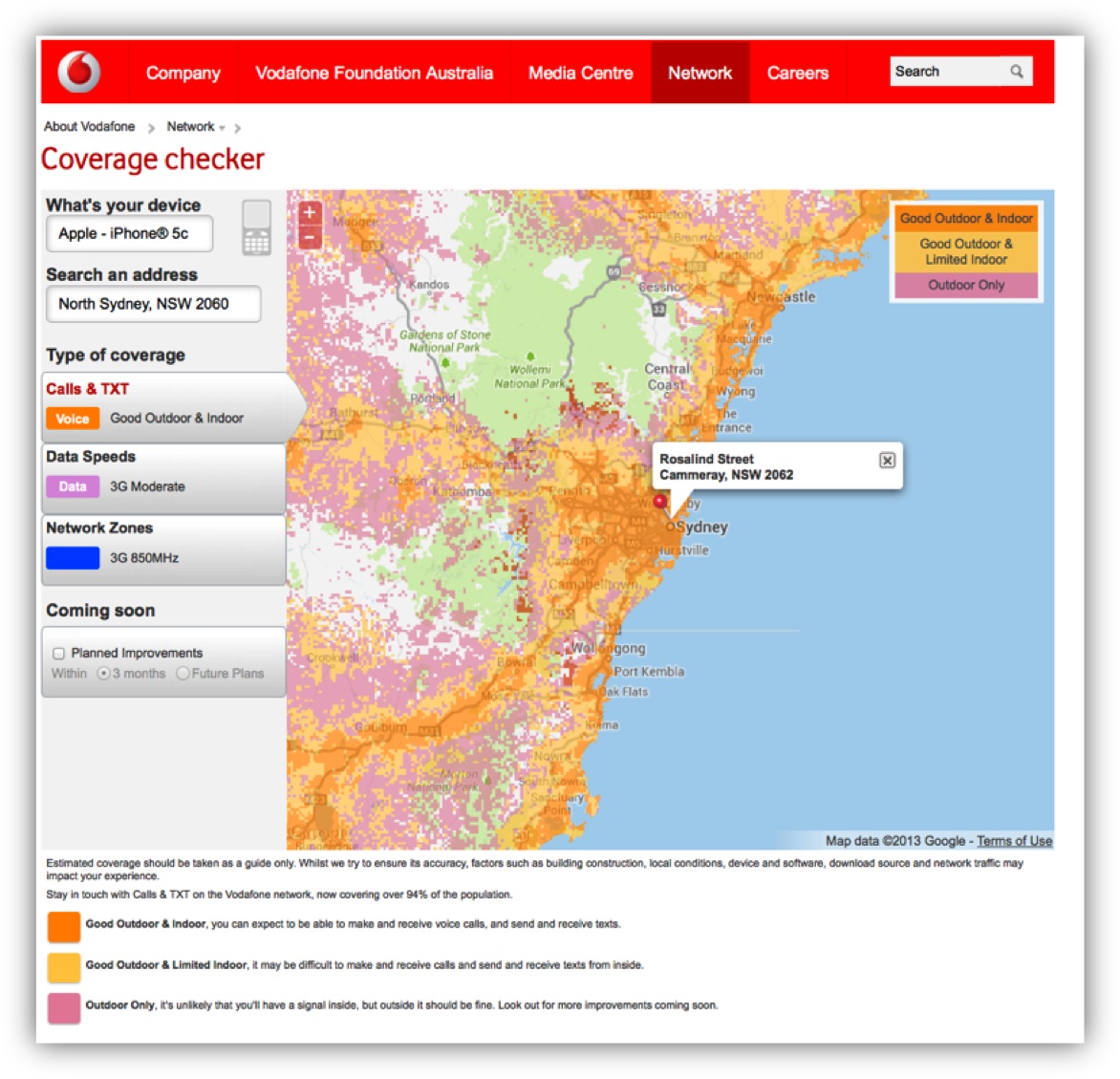 Fig. 4 Vodafone mobile voice coverage map